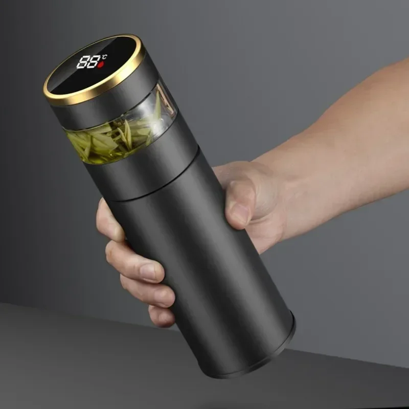 Thermos Cup Intelligent Temperature Display Stainless Steel Water BottleGlass Tea Separation Warehouse Vehicle Vaccum Flask