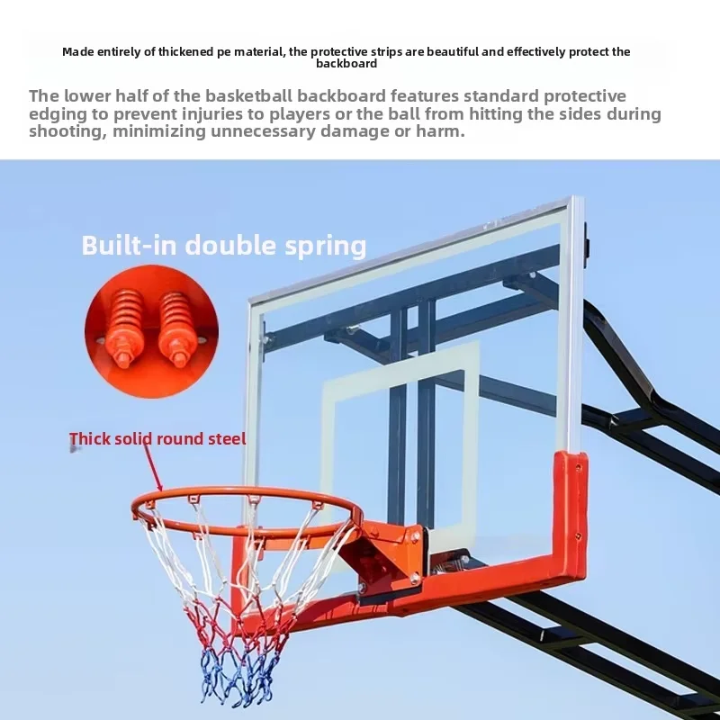 Professional Adjustable Portable Movable Basketball Hoop Stand Equipped With Backboard