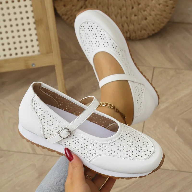 

Hollow Out Casual Shoes for Women in Summer 2025, Size 36-43 Plus Round Toe Casual Single Shoes White Sneakers Women