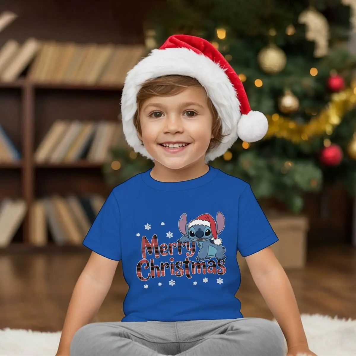 لطيف غرزة عيد ميلاد سعيد الجرافيك تي شيرت الفتيات الفتيان احتفالي عطلة حفلة هدية الاطفال ملابس طفل الكرتون القطن المحملة الأعلى #4