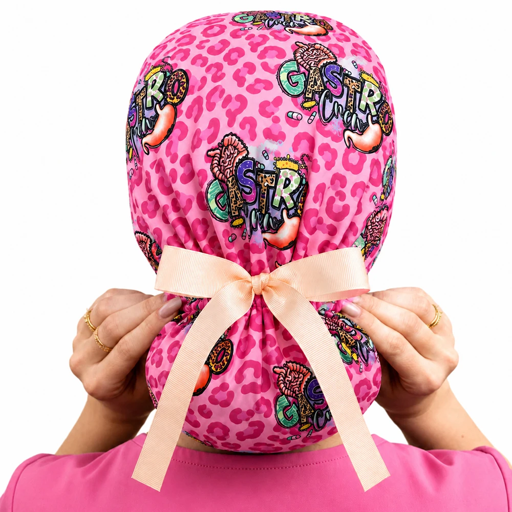 Long Hair Medical Cap for Women Dental Clinic Scrub Nursing Hats Polyester Elastane Breathable Nurse Hats Satin Lining C1337