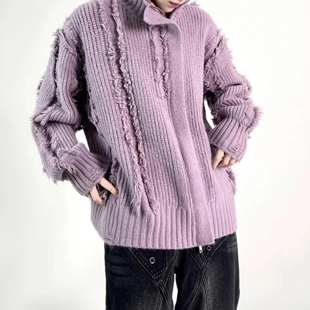 Mens Sweater Ripped Tassel Casual Sweater Autumn Streetwear Fashion Versatile Campus Performance Long Sleeve Tops Men'S Clothing