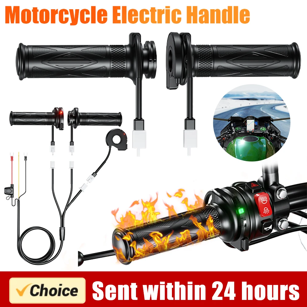 

Electric Heating Handle 5-Gear Electric Hot Heated Handlebar DC 12V Scooter Bar Hand Warmer Waterproof Smart Temperature Control