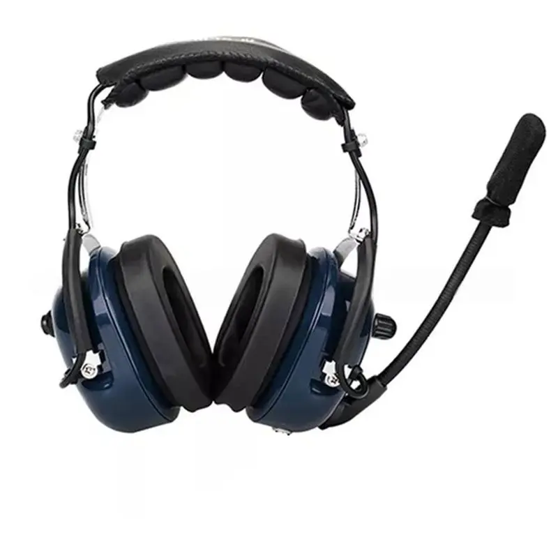 A92Z Coiled Cable Mini XLR5 Jack Pilot Headset ANR Aviation Mic Noise Cancelling For Kenwood Baofeng UV-5R Radio