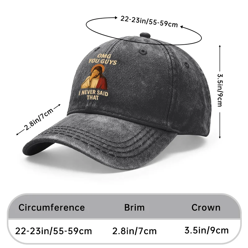 1 Vintage Washed Unisex Baseball Cap, Omg You Guys I Never Said That, Adjustable, Suitable for Outdoor Activities and Casual Use, Gift for Men and Women, Spring, Summer, Autumn, Winter