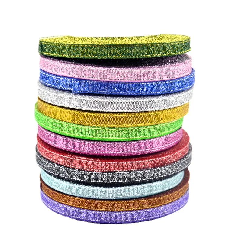 6mm multicolor silk satin Organza Ribbon glossy Glitter Ribbon Wedding cake gift decoration crafts accessories 25Yard/roll 1pc