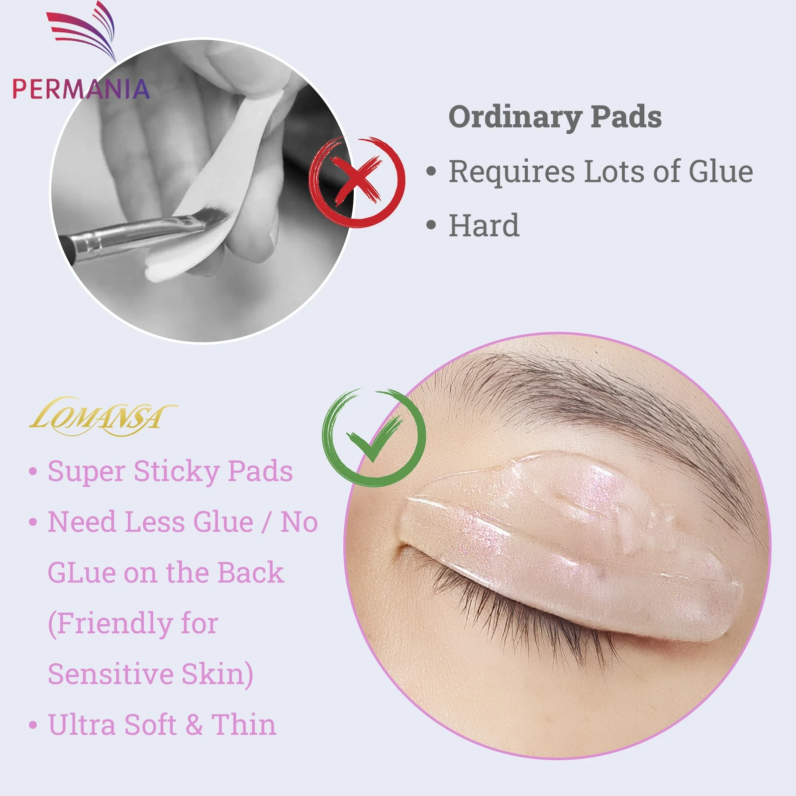 PERMANIA 4 Pair L Curl Silicone Eyelash Perm Pads Sticky Lashes Rods Shield Lifting 3D Eyelash Curler Accessories Makeup Tool