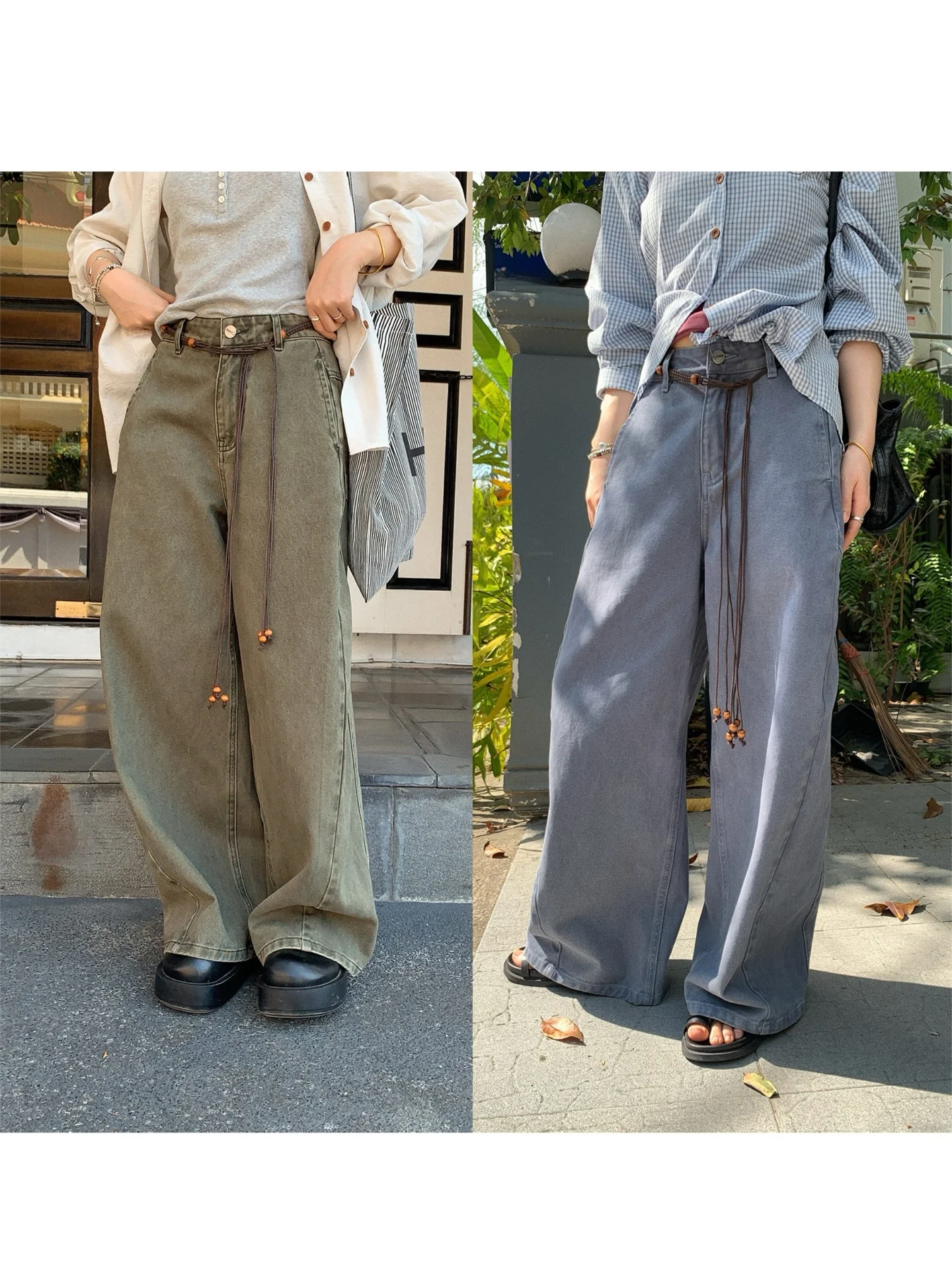 

Casual Knife Denim Jeans Women's Spring Summer Loose Fit Straight Leg Workwear Trousers Small Stature Natural Waist