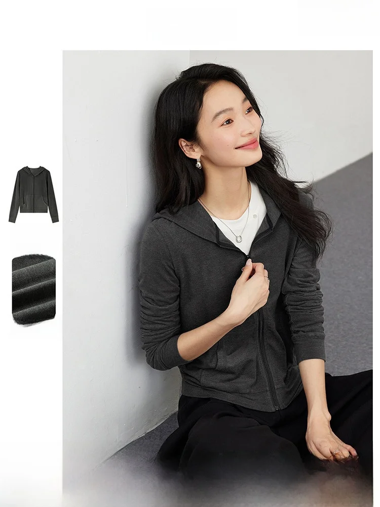 

Женская повседневная тонкая куртка-кардиган с капюшоном, приталенного кроя, с длинными рукавами, на молнии, для города