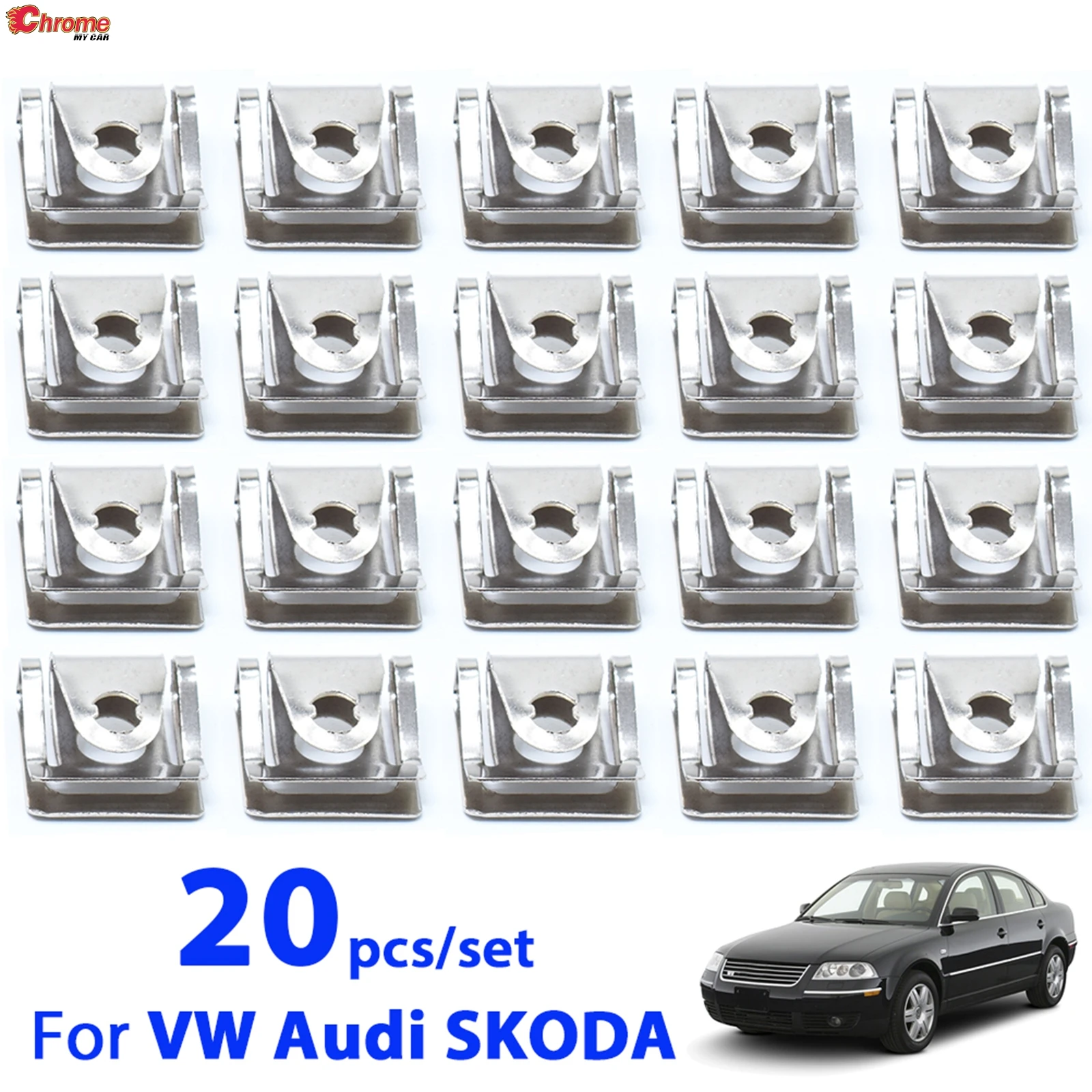 20X Undertray Engine Under Cover Fixing Clips Trim Panel Metal Screw For Audi A3 A4 A6 A8 VW Passat B5 SKODA Superb I 8D0805121