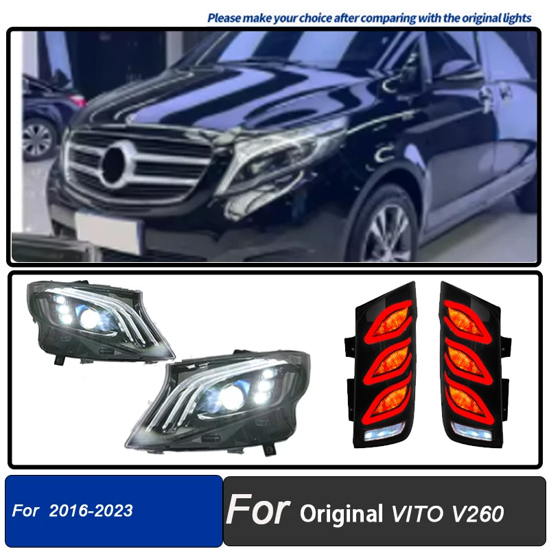 Led Koplampen + Led Achterlichten Montage Voor Mercedes Benz Vito W447 2016-2024 Halogeen Upgrade Full Led Voor achterlichten