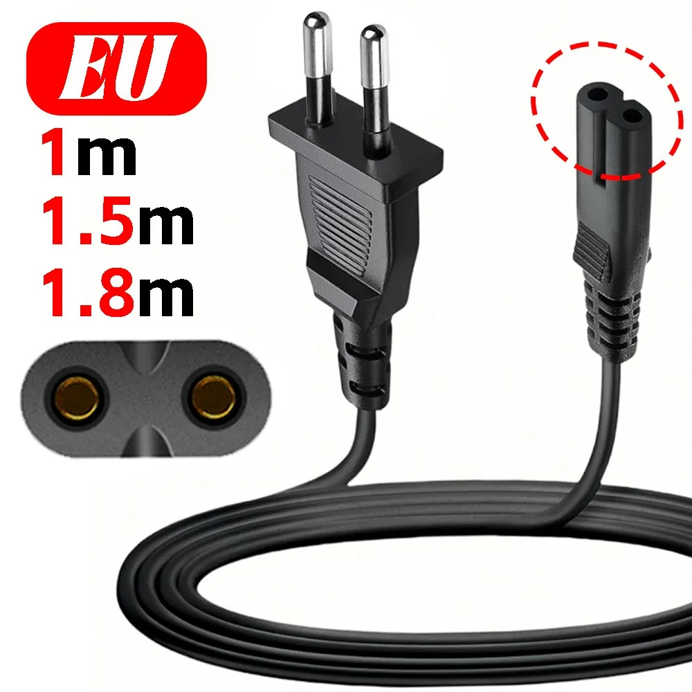 

Кабель питания ЕС, 2-контактный удлинитель питания для принтера Canon Epson, радиодинамик PS4 XBOX One S, настольная лампа, кабель для ноутбука Dell, 1-1,8 м