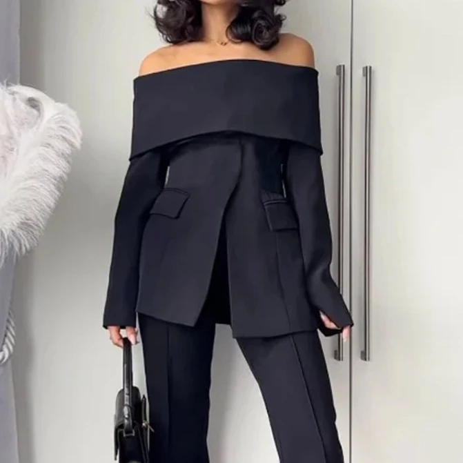 Suit Set Autumn Fashion Off Shoulder Pants Two Piece Set Annual New Fashion Hot Selling Top Product