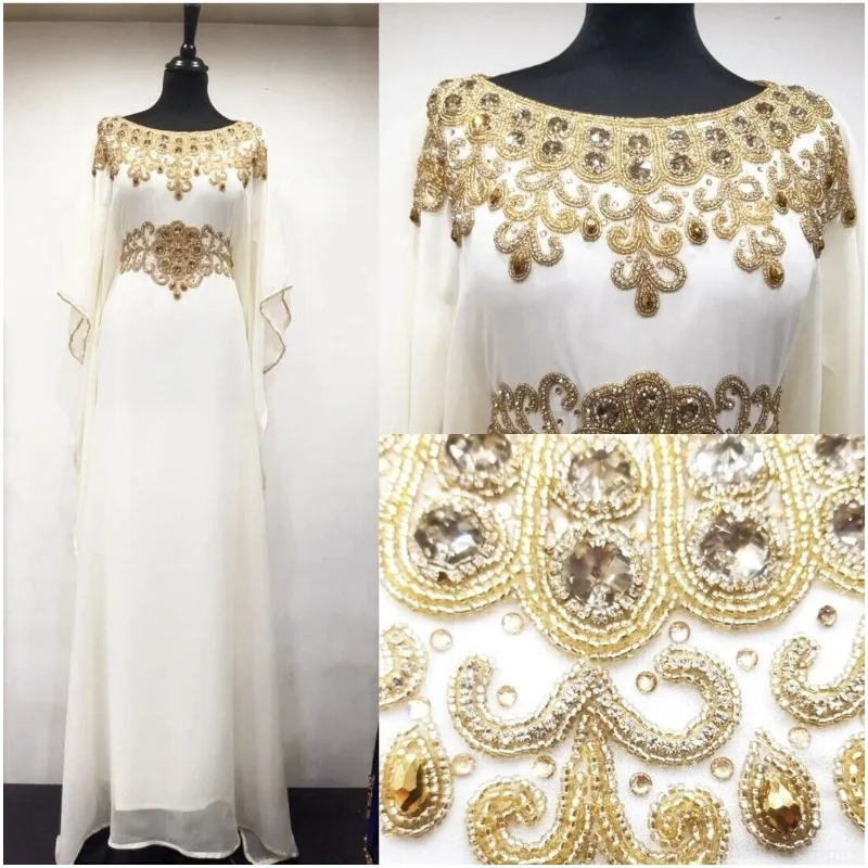 

White Royal Islamic Modern Elegant Dubai Moroccan Long Shirt Arab Party Dress European and American Fashion Trends