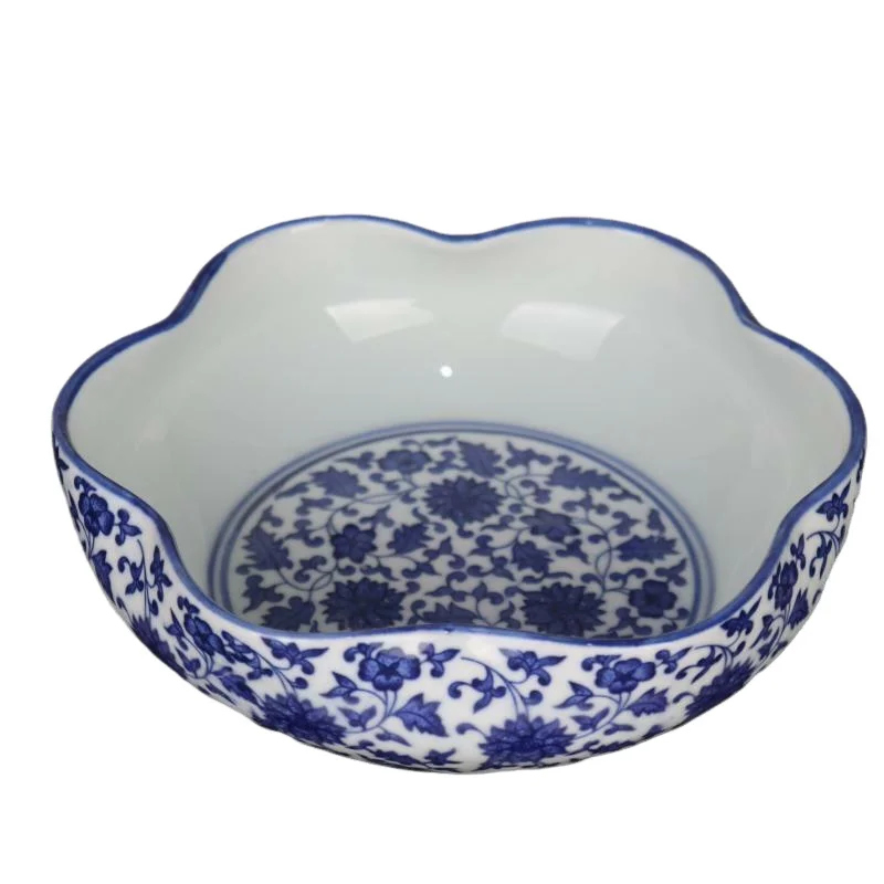 Chinese Blue and White Porcelain Qing Qianlong Flowers Design Bowl 7.90 inch