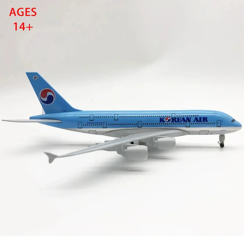 

20cm Alloy Metal KOREA KOREAN AIR AIRBUS 380 A380 Airways Airplane Model Diecast Air Plane Model Aircraft w Wheels for Collectio