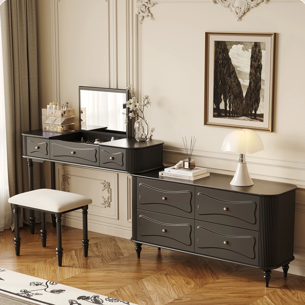 

Storage Melamine wooden chair MDF front mirror girl Dutch piece 1 cabinet luxury lighting dresser Nordic dresser