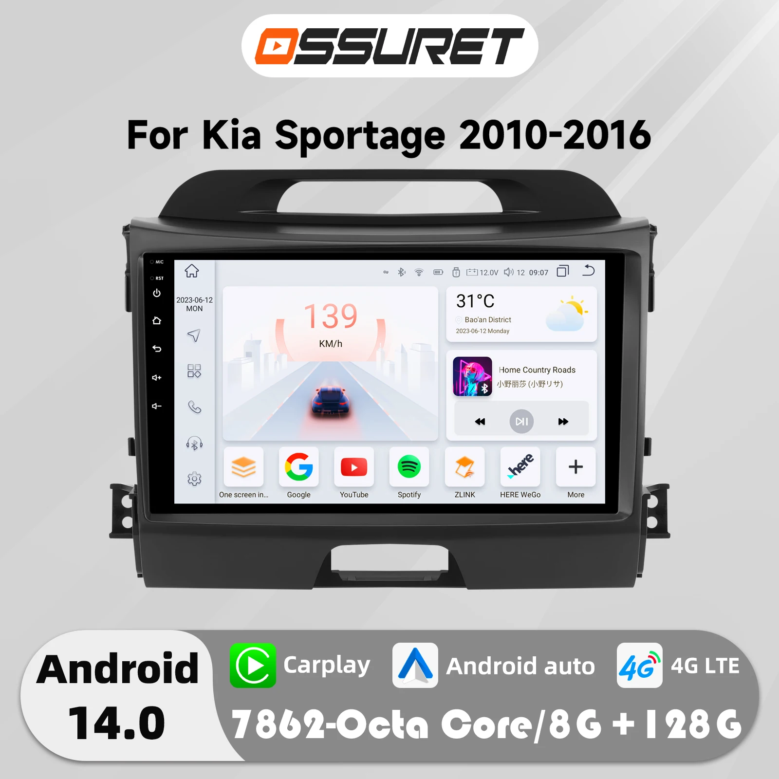 

9"AI Voice Carplay Android Car radio For KIA Sportage III SL 2011 - 2016 Multimedia Video player GPS navigation Stereo 360 Camera 4G Bluetooth Head Unit Screen