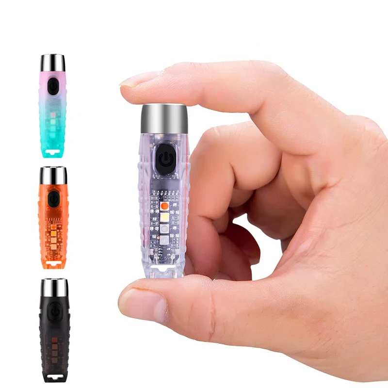 Mini Keychain Flashlights EDC Portable Pocket Bright Flashlight USB-C Rechargeable For Daily Using Backpacking Camping Hiking