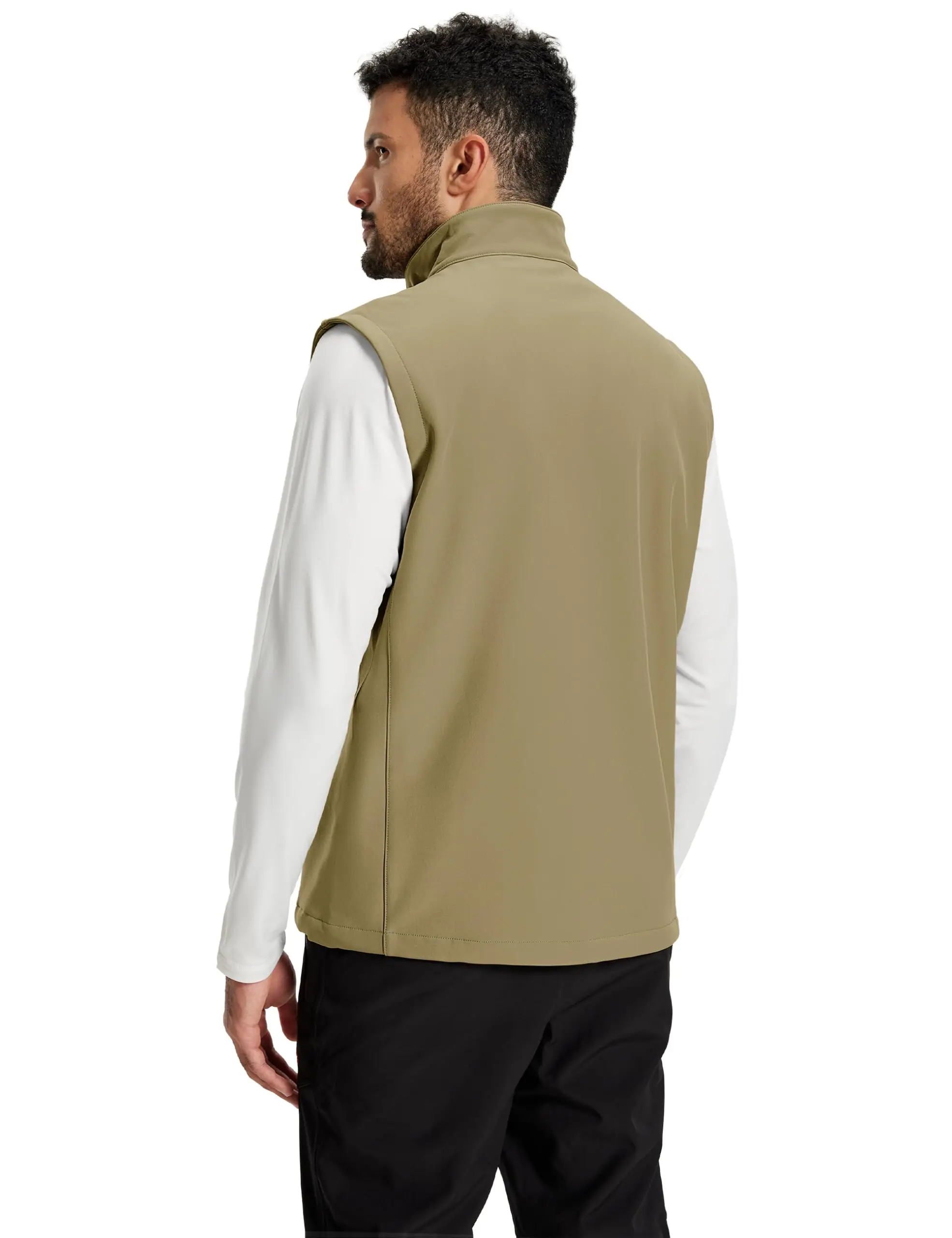 Men's Softshell Vest Windproof Fleece Lined Sleeveless Jacket Lightweight Outdoor Golf Hiking Vest with Pockets