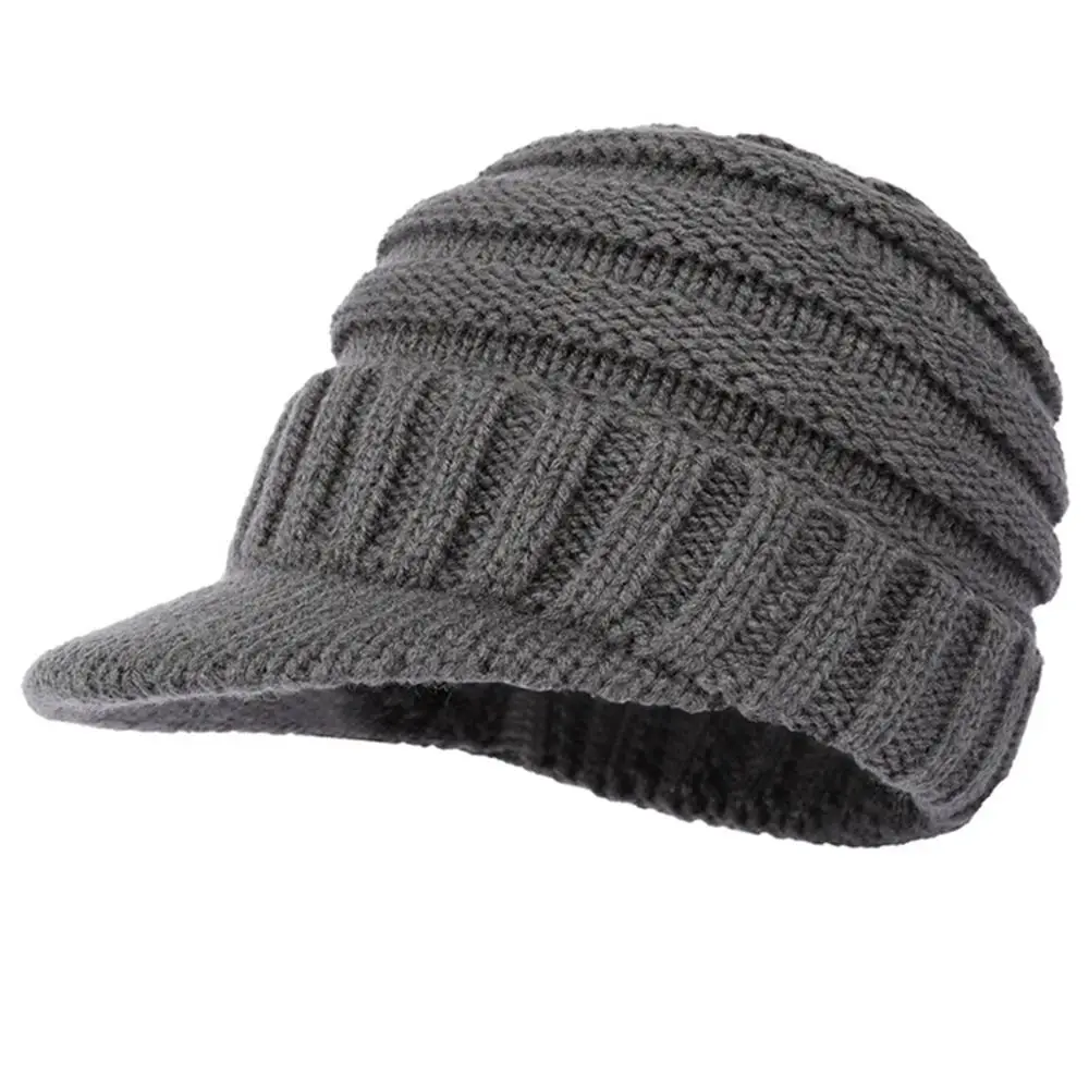 Mode Koudbestendig Winddicht Warme Gebreide Hoeden Verdikte Zachte Gebreide Baseball Caps Effen Kleur Mutsen Caps voor Herfst Winter