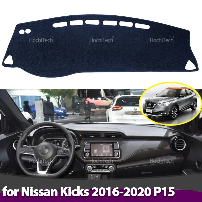 Cubierta para salpicadero de coche, alfombrilla para tablero, alfombrilla para salpicadero, alfombrillas Anti-UV para Nissan Kicks 2016 2017 2018 2019 2020 P15