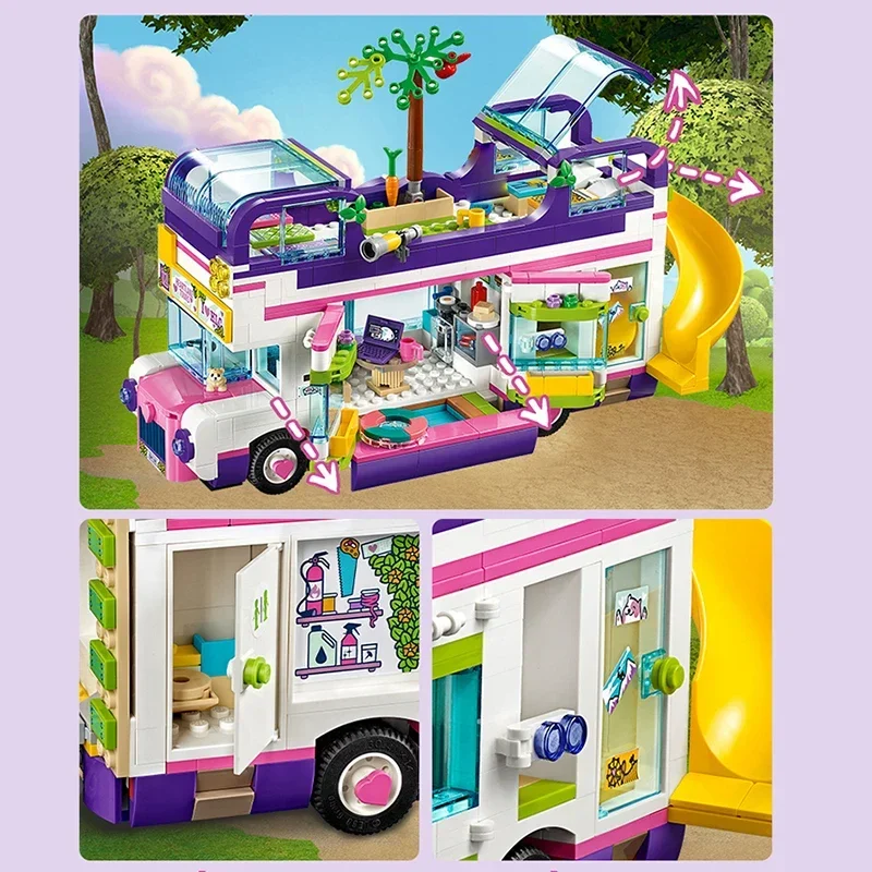 Good friend Series Girl Series 41395 Friendship Bus Children\'s Assembly MOC Toy building Block Gift Camping Rv Xinhu City