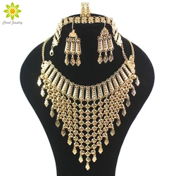 2024 New Design Dubai Gold Color Fashion Wedding Bridal Accessories Costume Necklace Set African Costume Jewelry Sets