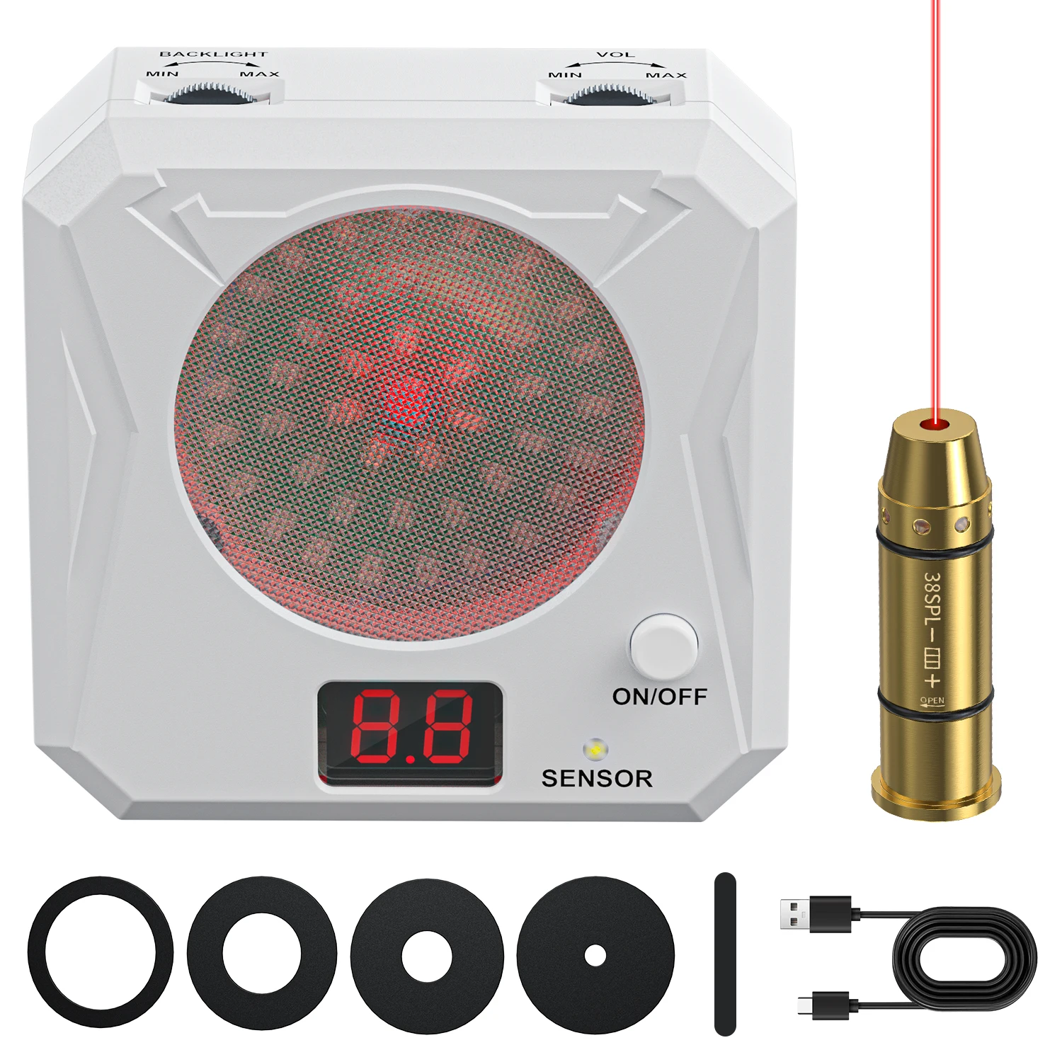 

Shooting practice with 38SPL red dot laser trainer and laser electronic scoring target