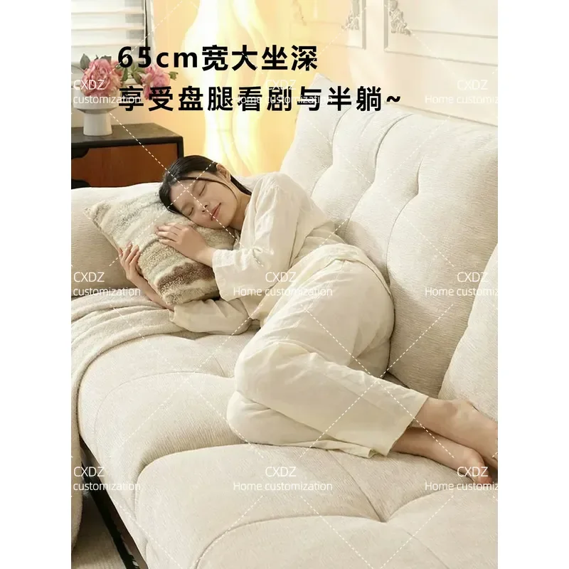 Antique Solid Wood Cloud Fabric Sofa Simple Living Room Furniture for Small Apartment 2026 New Design