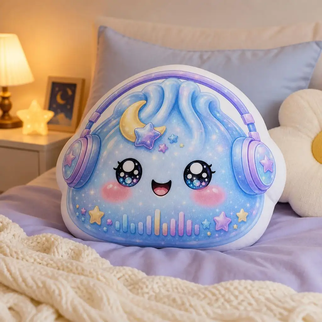 Kpop Music Headphones Dumpling Fans Gift Cute Kawaii Plush Pillow Cushion Funny Stuffed Throw Pillow Home Decor Gift Sofa Bed
