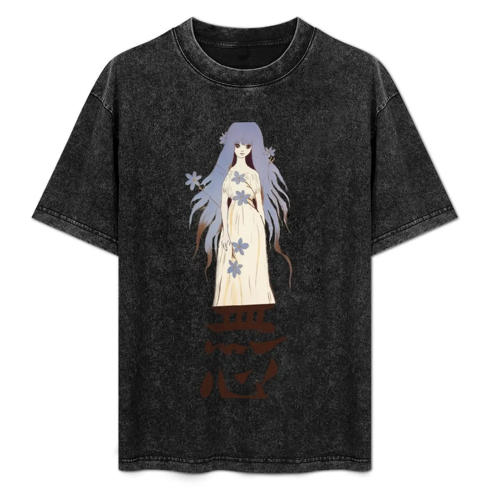 Anime girl with forget me nots T-Shirt tees vintage anime shirt plus size tops new edition mens shirts graphic tee