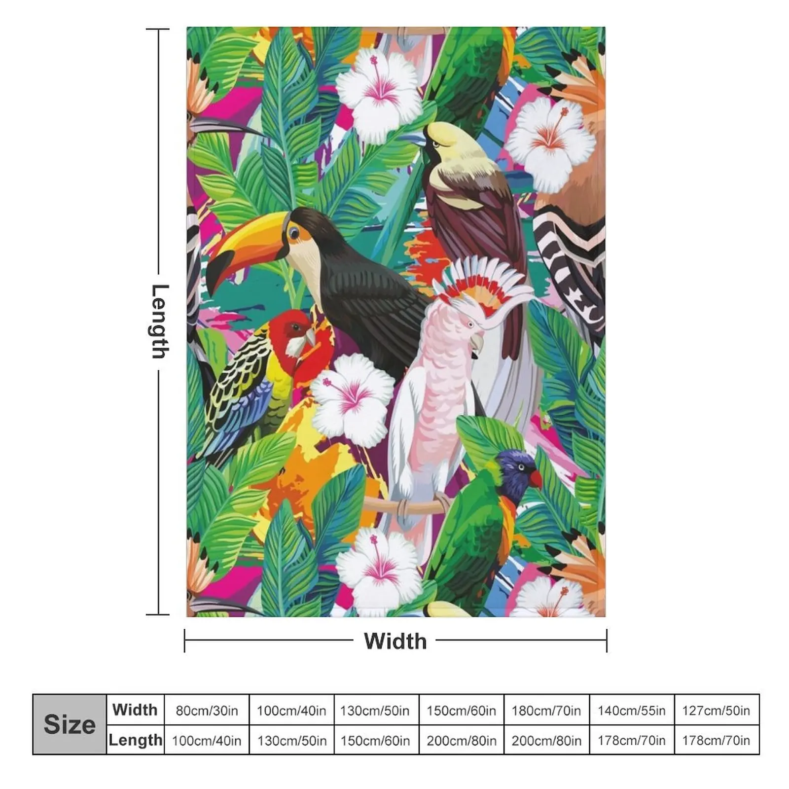 Seamless Composition Tropical Bird Toucan Parrot Hoopoe Palm Leaves Throw Blanket Beautifuls Comforter Blankets