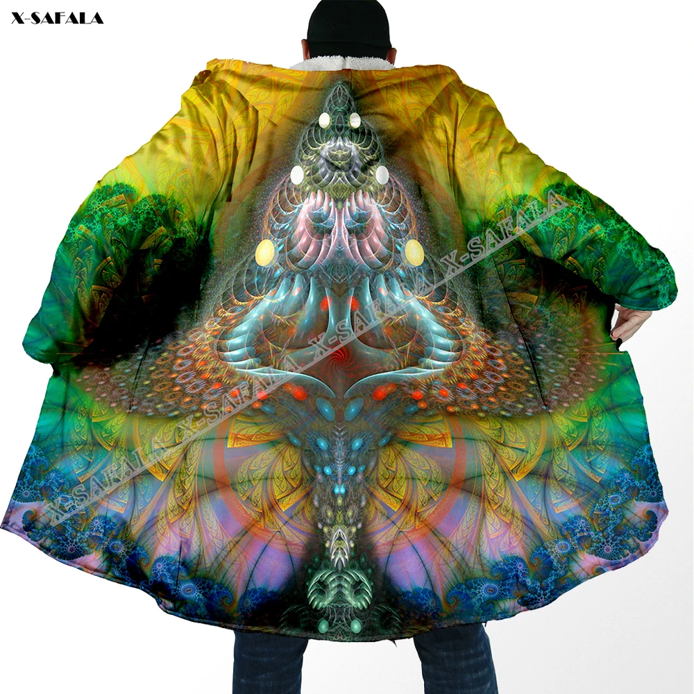 

Trippy Mushroom Mantala 3D Printed Overcoat Hooded Blanket Coat Cape Robe Fleece Velvet Loose Men Female Jacket Cloak Windproof