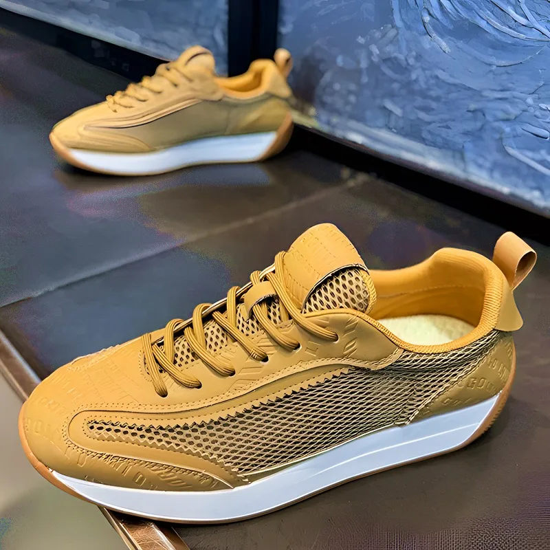 Designer New Men Mesh Sport Shoes Breathable Damping Casual Walking Shoes Fashion Comfortable Soft-soled Running Shoes De Hombre