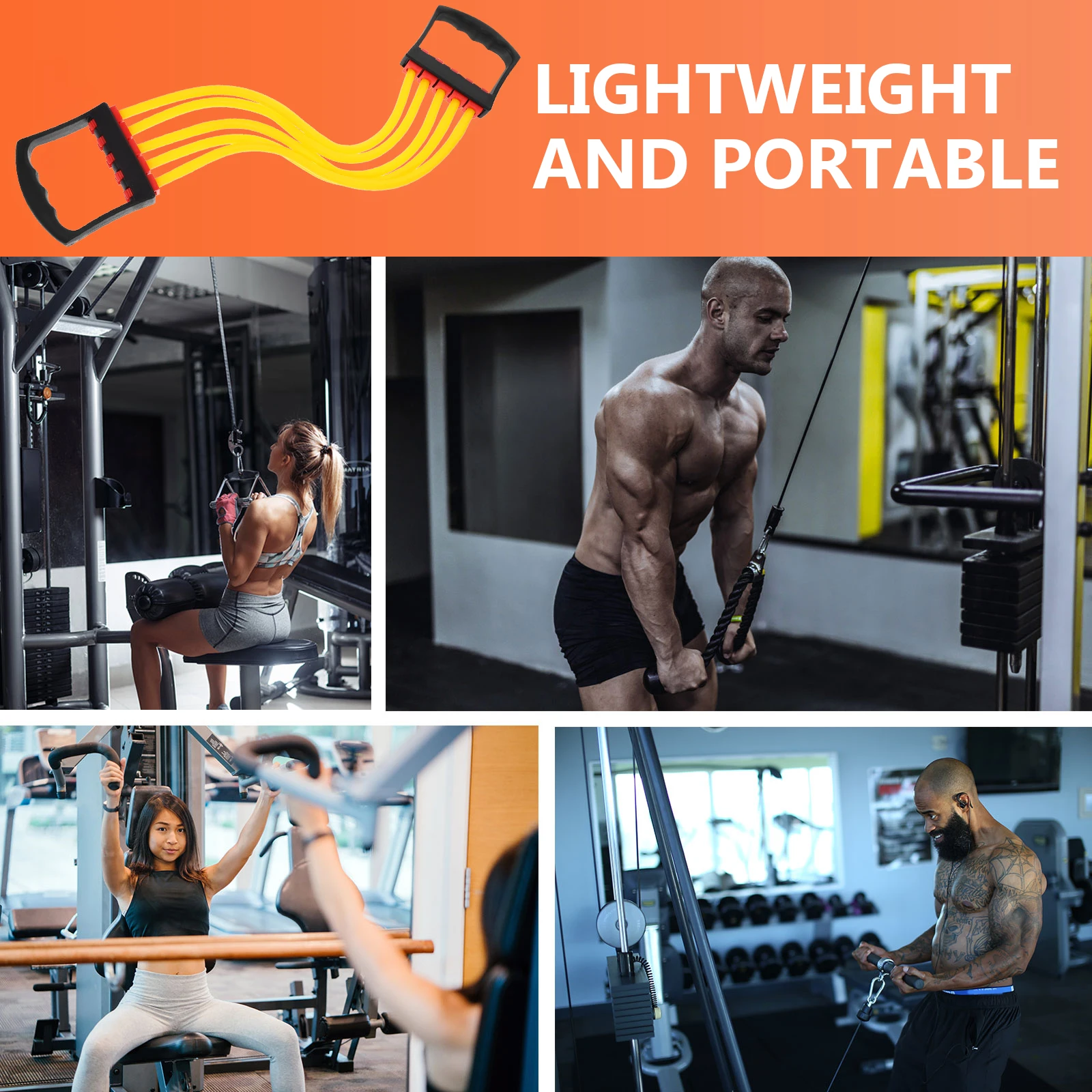 حبل مقاومة للياقة البدنية من Tpe، مرفق آلة كابل بمقبض متين لآلة توسيع الصدر وحزام سحب وتمارين اللياقة البدنية