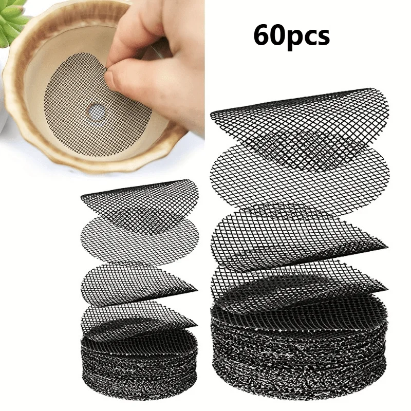 60pcs Mesh Round - Soil Retention & Drainage Protection Plant Support Screens for Garden and Lawn Care