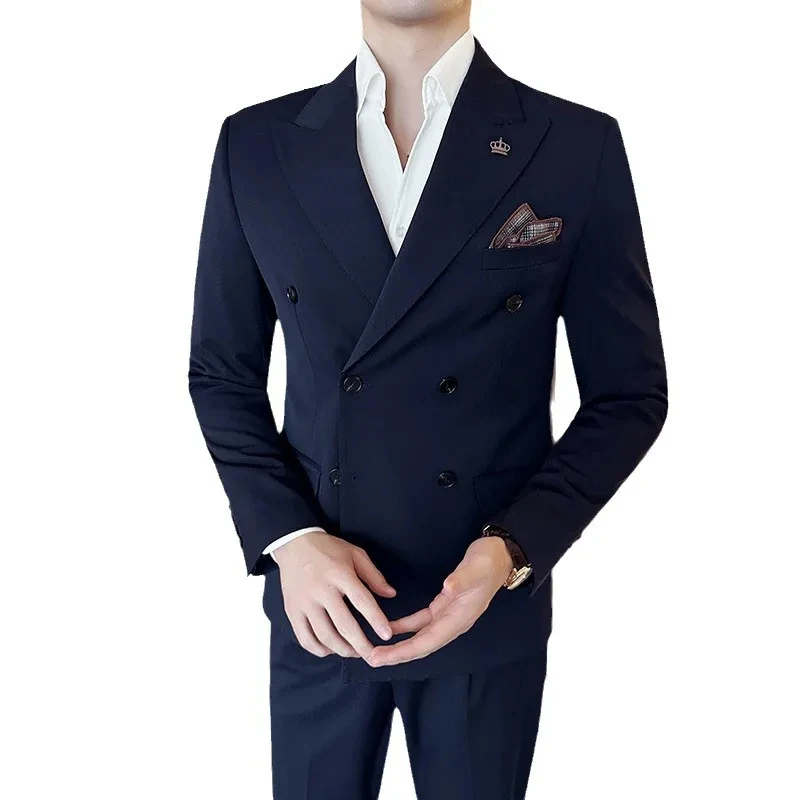 

kx266 Suit Set Luxury Groom Wedding Dress Party High End Waistcoat Slim Fit Lapel Blazer Jacket Men Trou