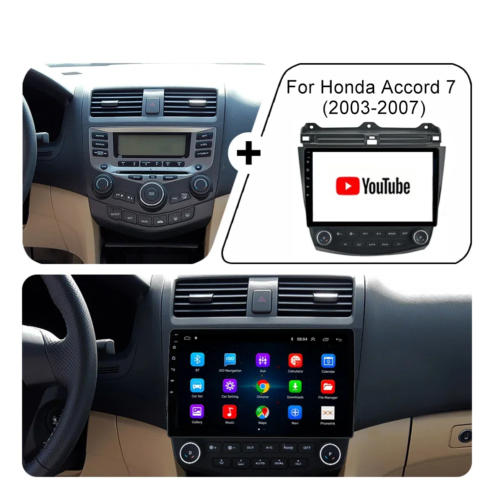 Android 13 Car Radio for Honda Accord 7 2003-2008 GPS Navigation Multimedia Video Player Carplay Android Auto Car Stereo 2 Din