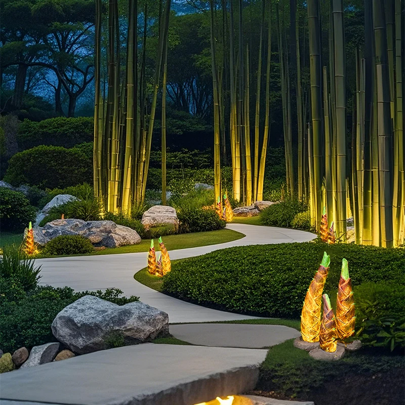 Creative Bamboo Lawn LED Light Garden Villa Courtyard Backyard Landscape Lamp Park Resort Plant Glowing Bamboo Shoot Lighting