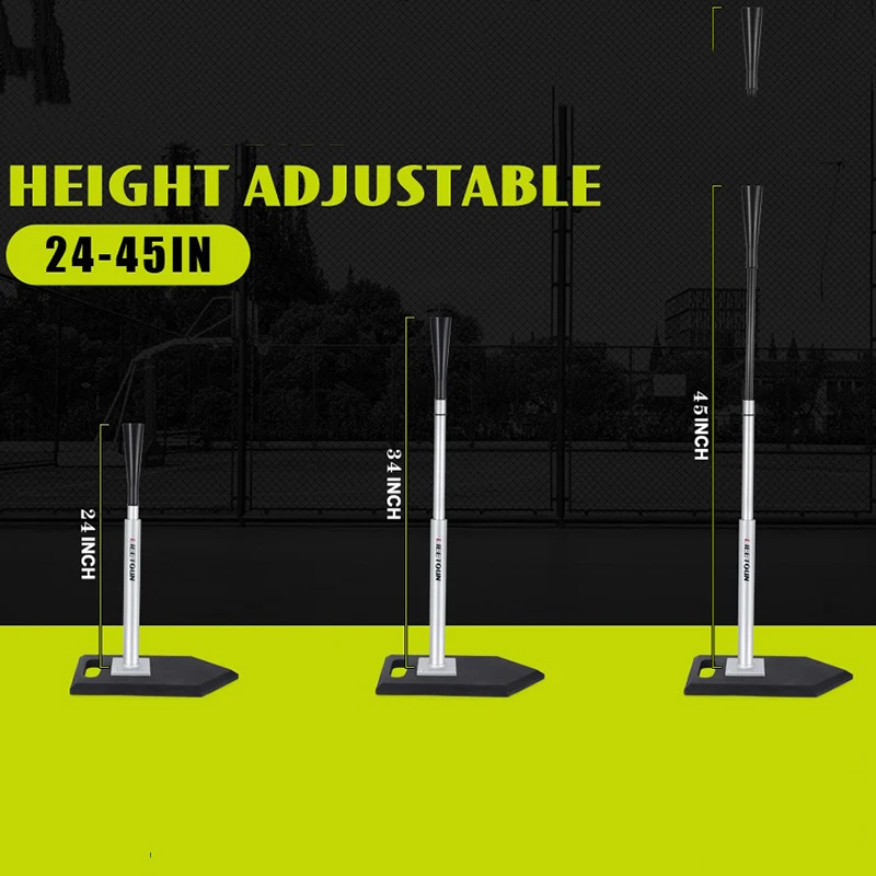Adjustable Baseball Batting Base Heavy Duty Pneumatic Baseball Strike Base Stable Baseballs Trainer Portable Sports Equipment