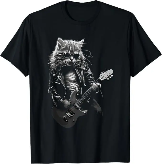 Rock & Roll Music Concert Festival Cat Rock Guitar T-Shirt