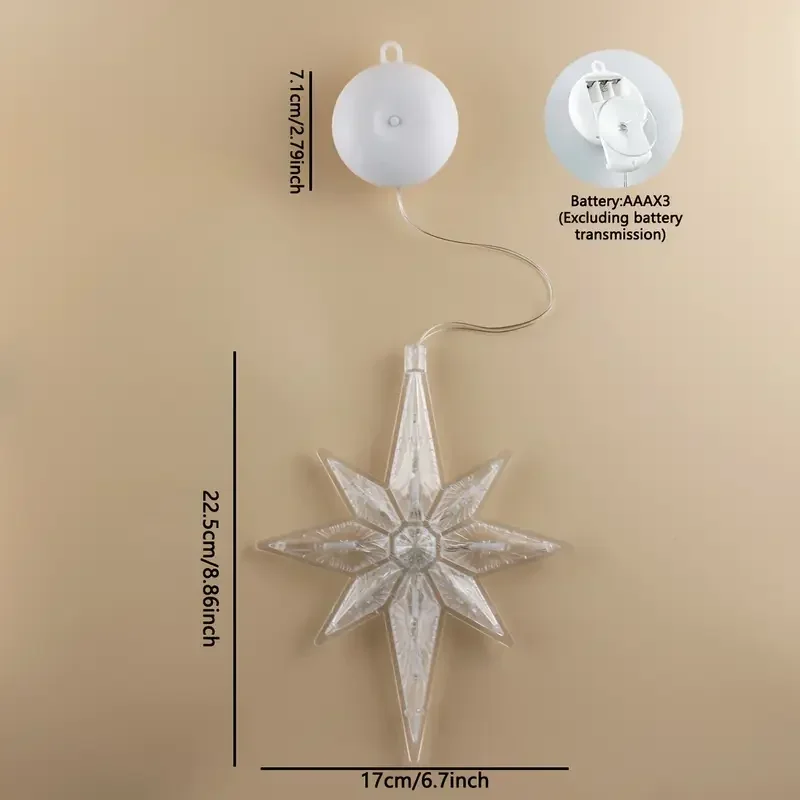 Polaris Sucker String Lights Decoración de ventanas - Luces de cortina con pilas, para Navidad/Año Nuevo/Boda/Decoración del dormitorio del hogar