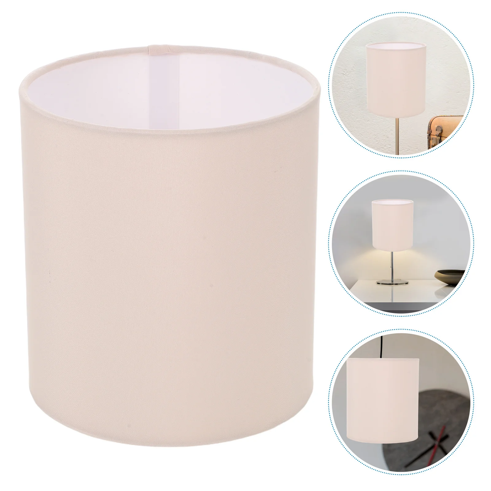 

Drum Cylinder Fabric Lampshade Beige Decorative Light Cover Replacement for Floor Table Bedside Pendant Lamps 5.50x5.1 Inch