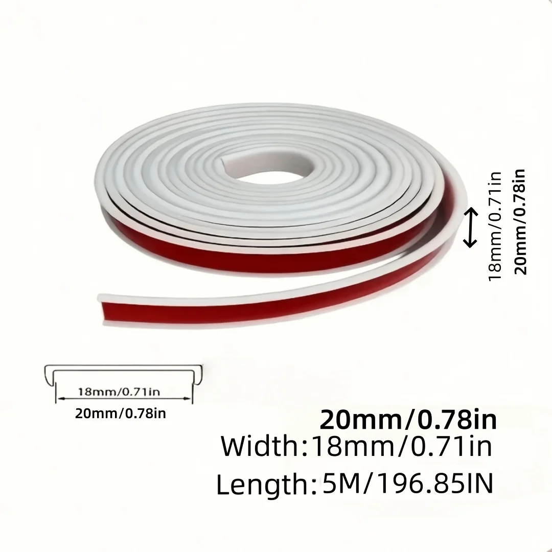1pc 5m/196.85in Self Adhesive PVC Edge Banding Strip Sealing Tape U-Shaped Strip for Furniture Cabinet Desk Edge Guard Protector image 2