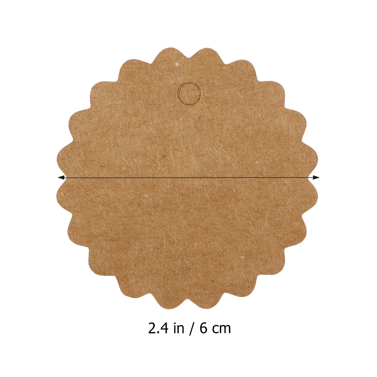 100Pcs DIY Kraft Paper Tags Brown 60Mm Round Scalloped Blank Gift Luggage Price Paper Tags for Wedding Party Round Scalloped Tag