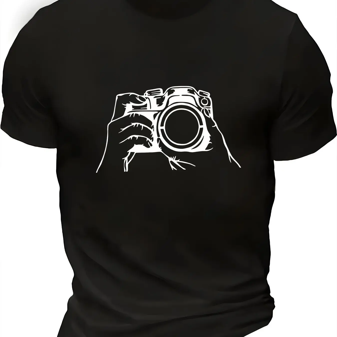 تي شيرت رجالي برسومات كاميرا عتيقة بتصميم كلاسيكي للتصوير الفوتوغرافي مع حروف سرعة مصراع الفيلم ملابس رجالية مريحة #2