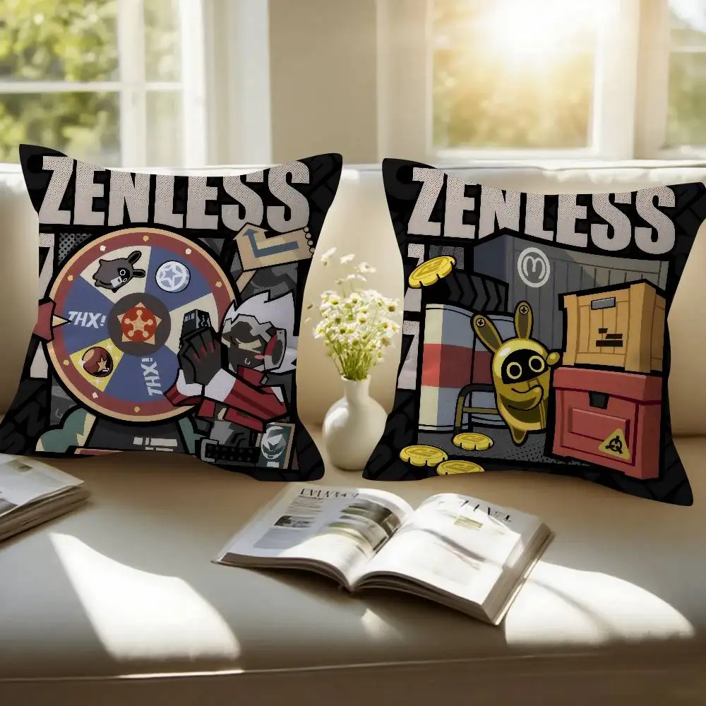 Anime Game Zenless Zone Zero Double-sided Printed pillow cover Short plush Suitable living rooms bedrooms throw cushion cover