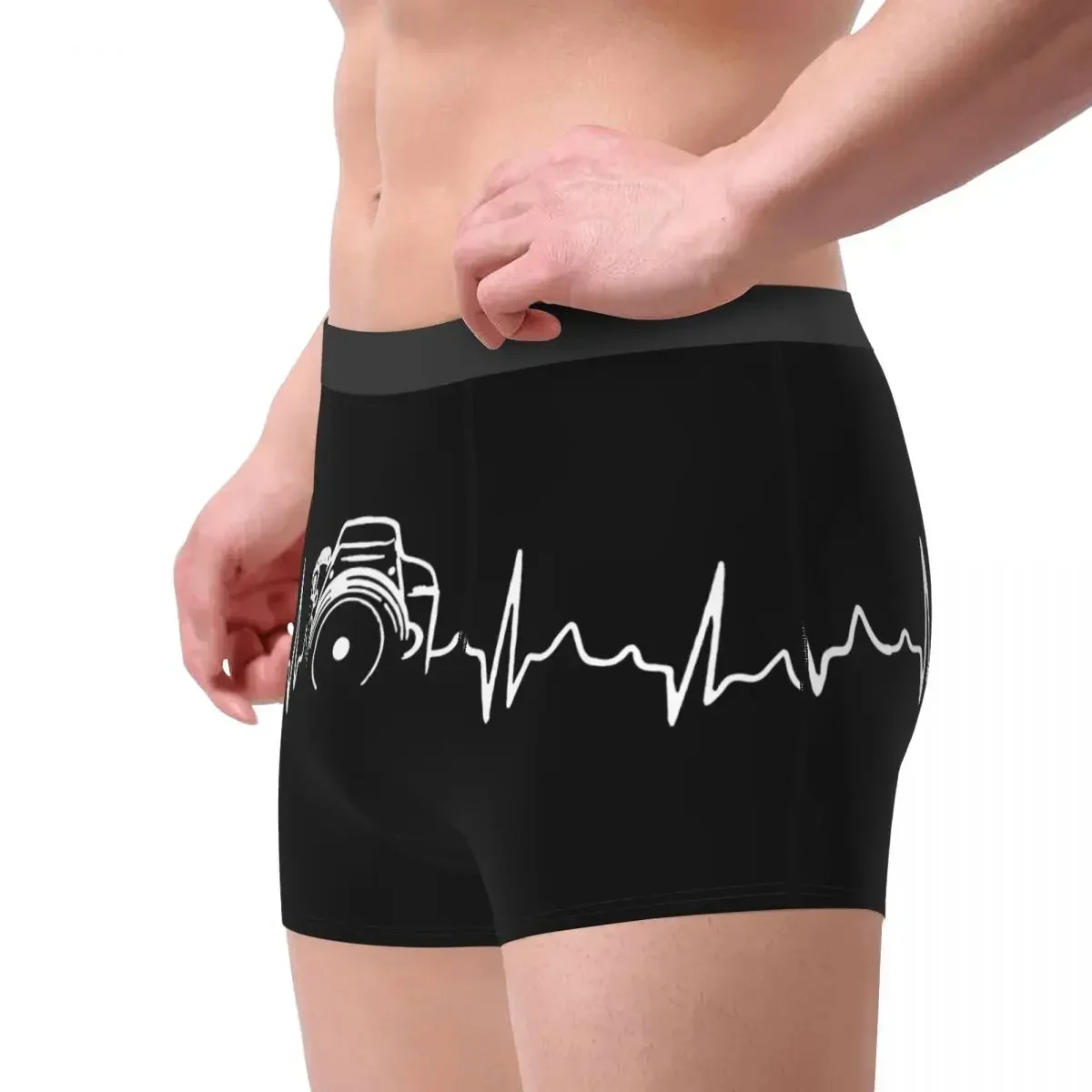 Funny Boxer Shorts Panties Briefs Men's Heartbeat Of Camera Underwear Photographer Polyester Underpants for Homme