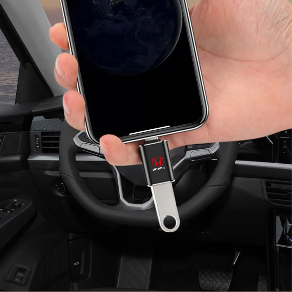 1Pcs USB To Type-C OTG Adapter USB Female Converter Phone Charger For Honda Mugen Power Accord Civic Vezel CRV Jazz City HRV view 3